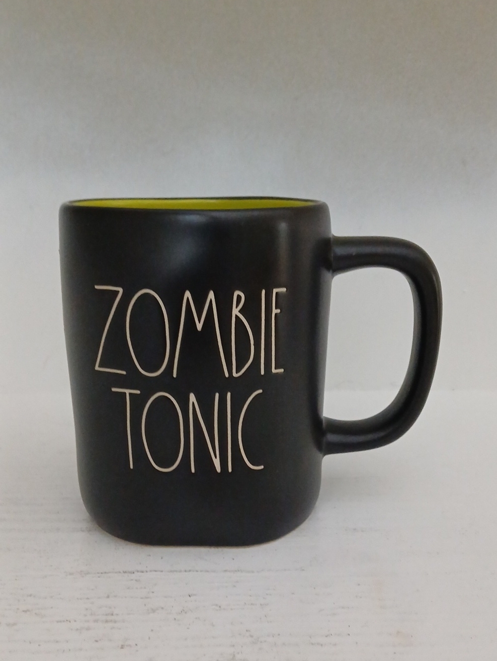 Rae Dunn Black "Zombie Tonic" Ceramic Coffee Mug with Lime Interior